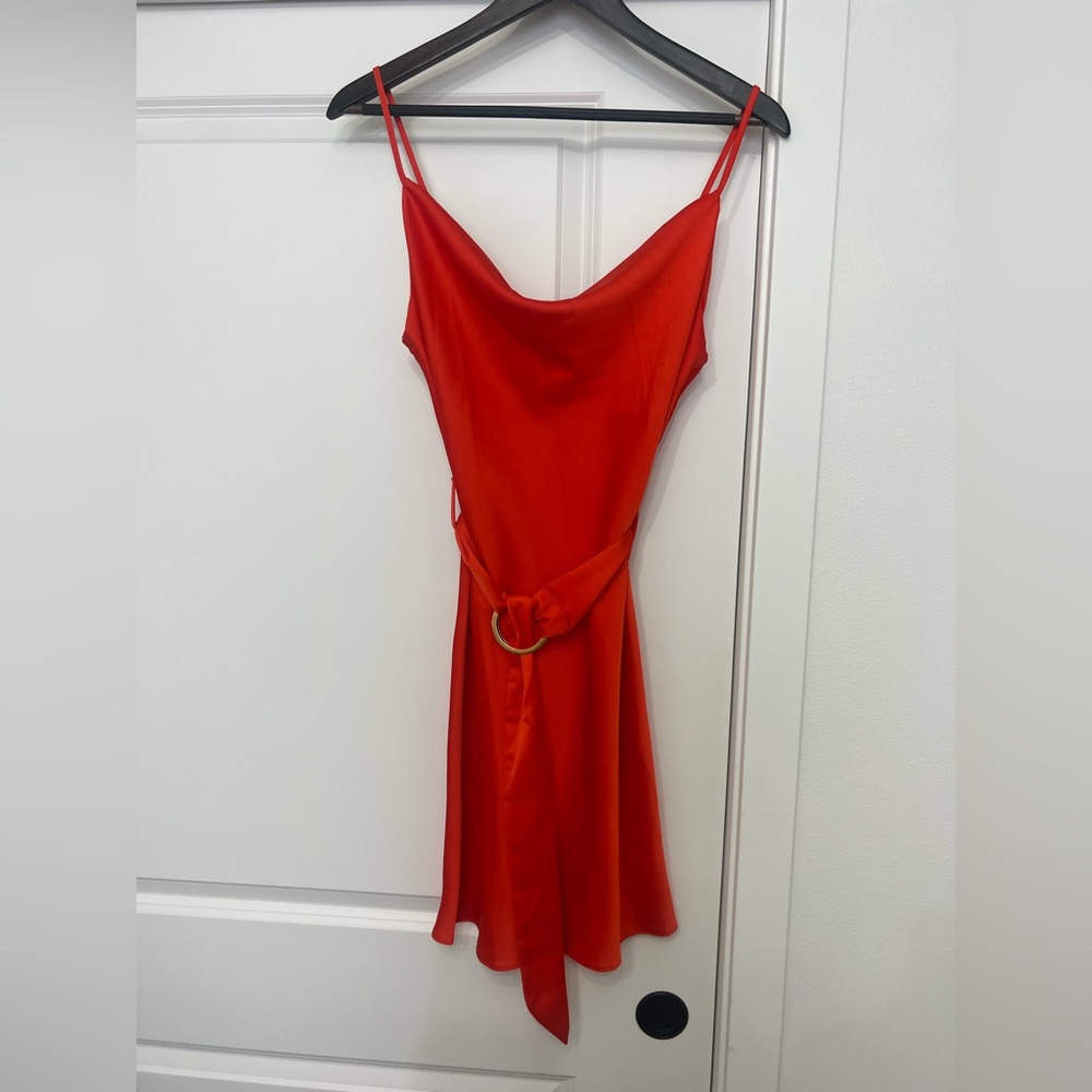 Orange mini slip dress
